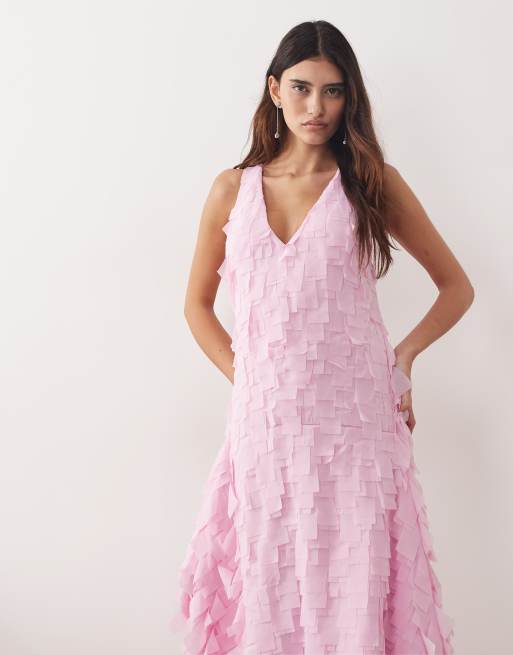 ARRANGE textured square cut maxi dress in pink, 2 of 4