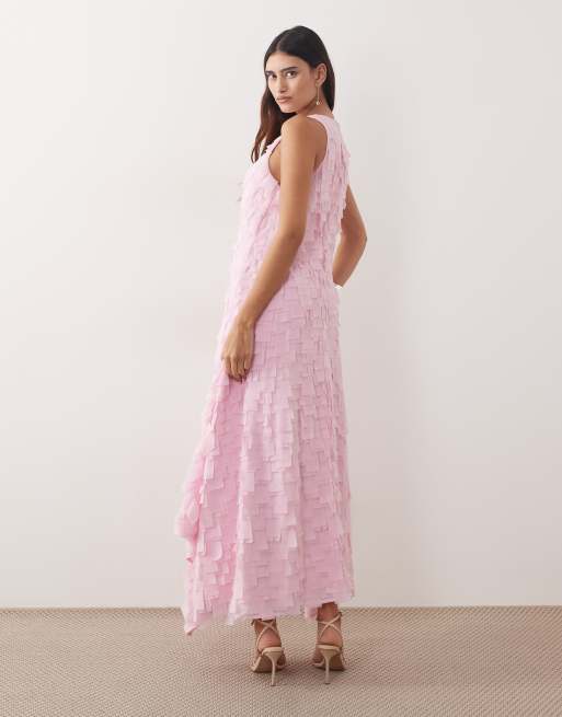 ARRANGE textured square cut maxi dress in pink, 4 of 4