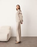 [ARRANGE] ARRANGE thick rib knit pants in oatmeal and chocolate (part of a set)-Neutral XS Oatmeal & Chocolate