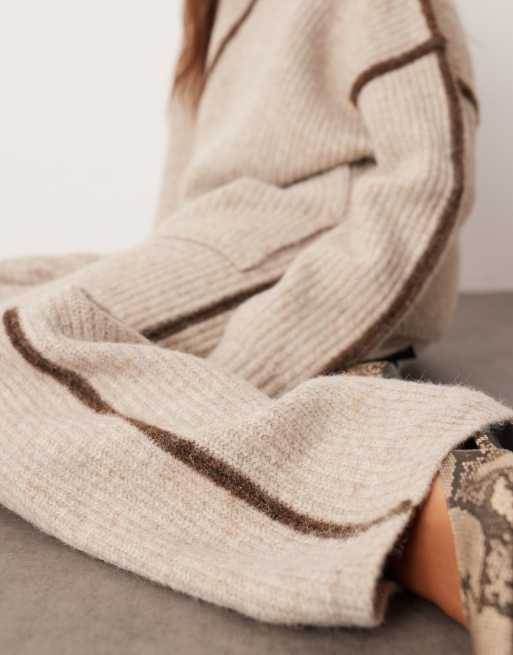 ARRANGE thick rib knit pants in oatmeal and chocolate (part of a set), 2 of 5