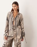 [ARRANGE] ARRANGE tie front shirt in scarf print (Part of a set)-Multi 8 Scarf print