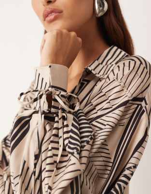 Arrange Tie Front Shirt In Multi