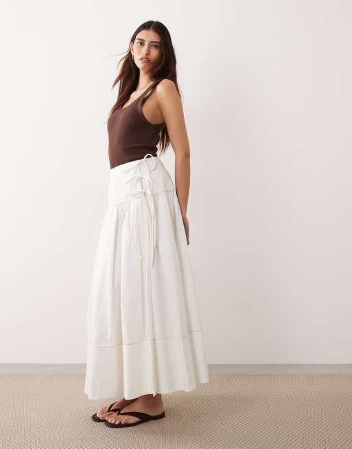 ARRANGE tie front wrap maxi skirt in white, 2 of 5