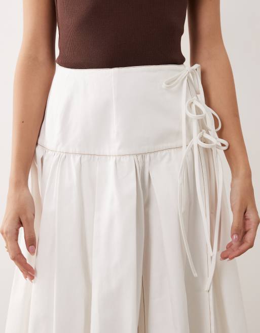 ARRANGE tie front wrap maxi skirt in white, 3 of 5