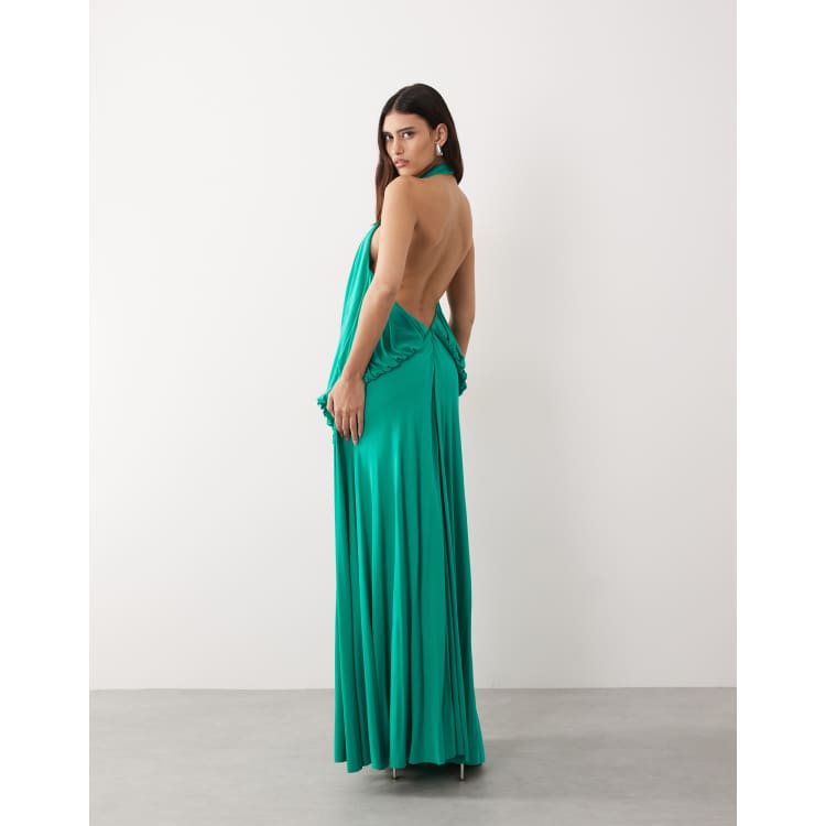 emerald green halter dress Dark Green Halter Sheath Long Prom Dress – FancyVestido main image 0