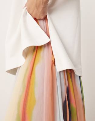 Arrange Tiered Maxi Skirt With Tie Waist In Multi