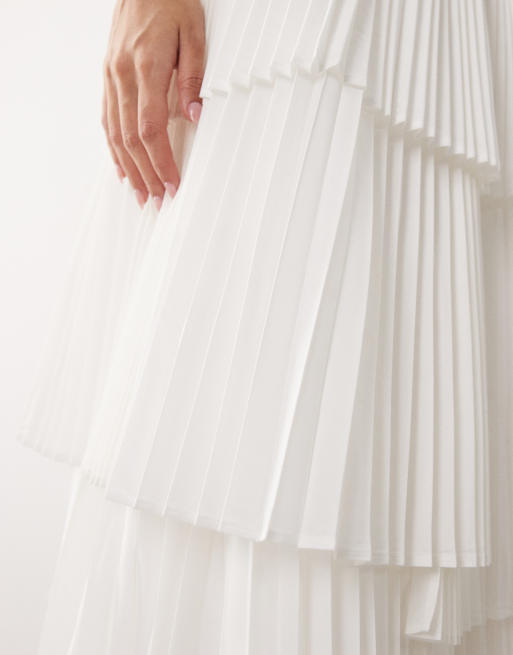 ARRANGE tiered pleated maxi skirt in white, 2 of 5