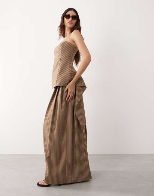 ARRANGE - Top a fascia con righe color cioccolato a contrasto in coordinato, 3 di 4