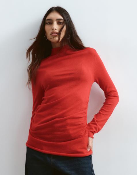 ARRANGE top a maniche lunghe in maglia misto lana ruby red - view 1