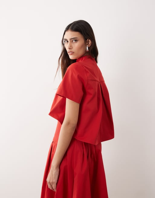 ARRANGE - Top accollato rosso con fondo sceso in coordinato, 4 di 4