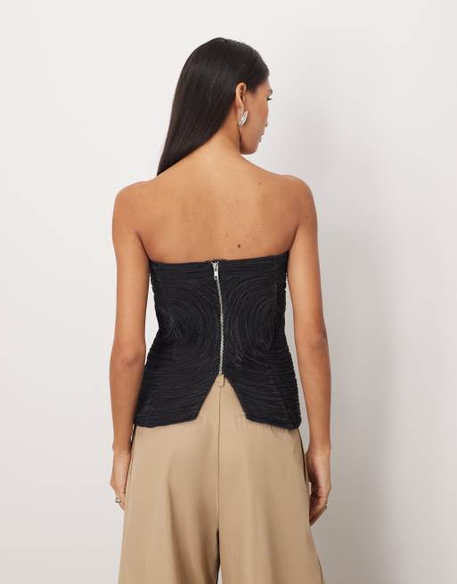 ARRANGE - Top bandeau en velours avec broderies circulaires - Pétrole, 4 de 4