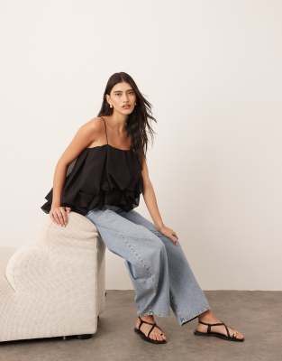 ARRANGE - Top bouffant à bretelles fines - Noir