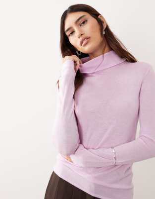 Top col roulé en laine mérinos - Rose clair M