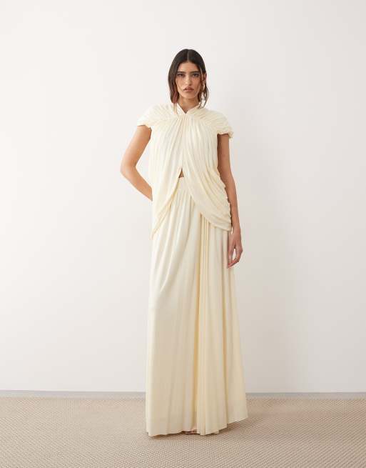 ARRANGE - Top d'ensemble long et drapé avec liens noués - Babeurre, 2 de 4