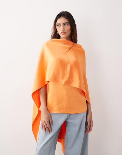 ARRANGE - Top en satin avec détail cape superposé - Orange - view 1