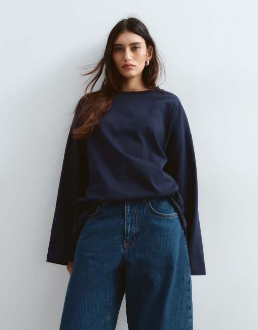ARRANGE Tova jeans affusolati con gamba curva e fondo arrotolato a righe testurizzate, 4 di 5