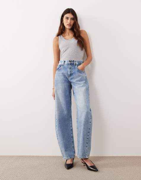 ARRANGE Tova tapered curved leg jean with roll hem in light wash