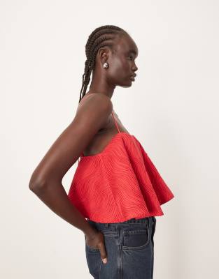 ARRANGE - Trapezförmiges Camisole-Top in Rot mit Wellenstruktur