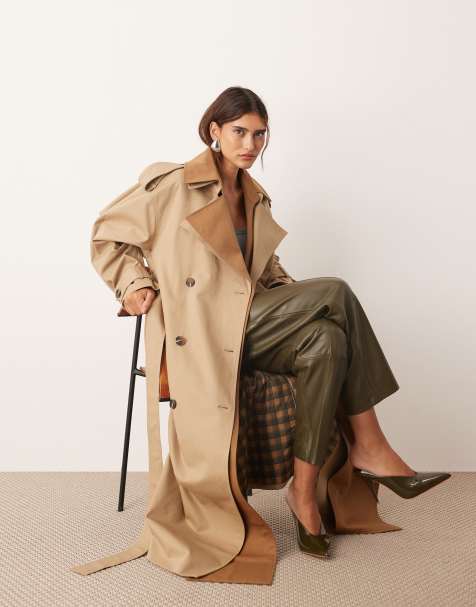 ARRANGE - Trench-coat à double boutonnage et revers bicolores - Fauve - view 1