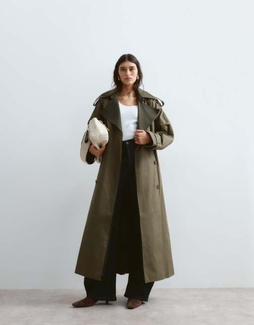 ARRANGE trench-coat croisé à revers bicolore kaki, 1 de 4
