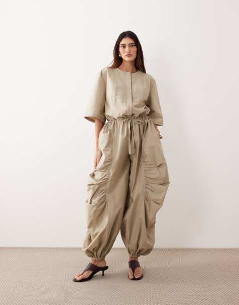 ARRANGE - Tuta jumpsuit multitasche oversize color pietra - view 1