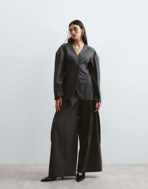 ARRANGE Twill-Kombiteil mit weitem Bein in Grau - view 1
