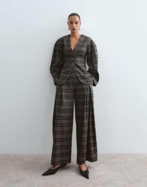 ARRANGE twill sculpted blazer co-ord in check, 3 of 5