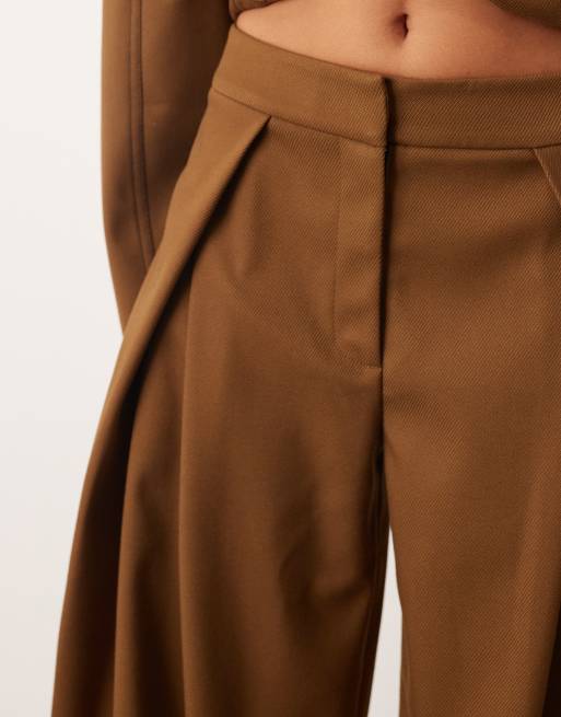 ARRANGE twill wide leg pants in brown (part of a set), 5 of 5