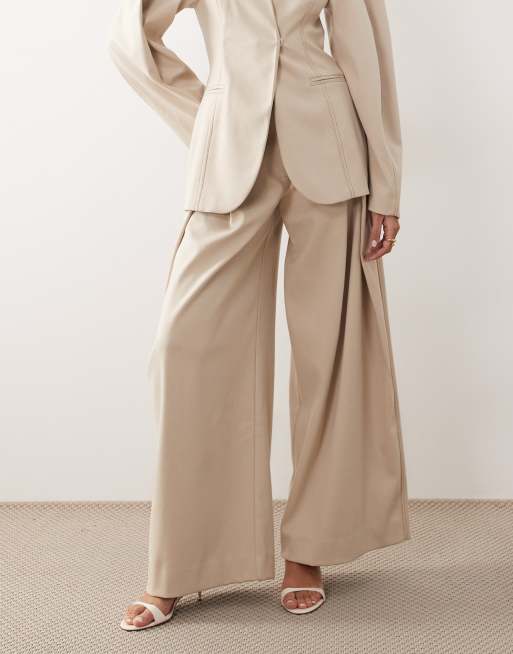 ARRANGE twill wide leg trouser co-ord in stone, 2 of 5