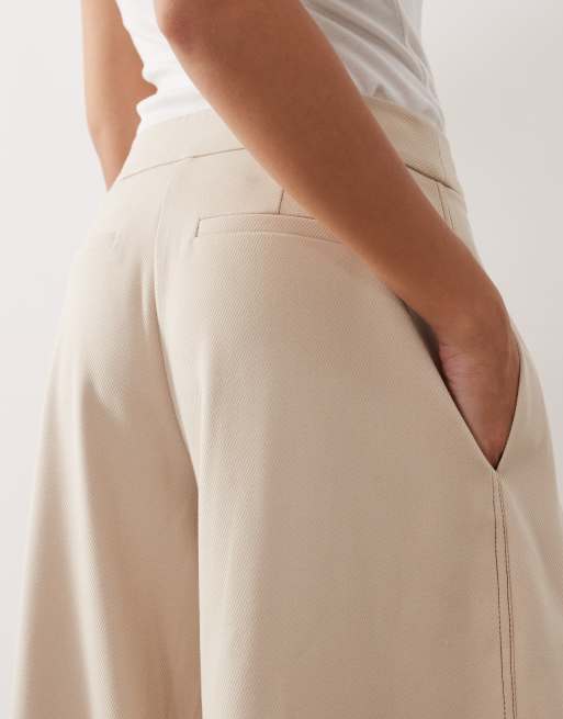 ARRANGE twill wide leg trouser co-ord in stone, 5 of 5