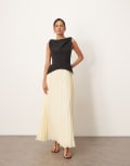 [ARRANGE] ARRANGE twist shoulder pleat skirt hybrid maxi dress in contrast black and buttermilk-Multi 6 Buttermilk