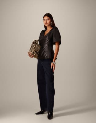 Arrange Twist Shoulder Top In Black