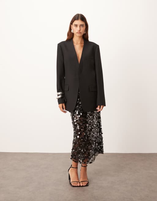 ARRANGE ultimate collarless blazer in black, 2 of 4
