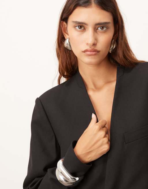 ARRANGE ultimate collarless blazer in black, 3 of 4