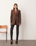 [ARRANGE] ARRANGE ultimate collarless straight blazer in chocolate-Brown 16 Chocolate