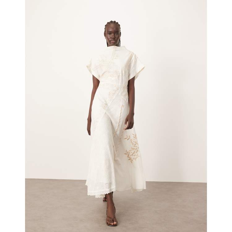 ARRANGE ultimate embroidered paneled maxi dress in ivory | ASOS