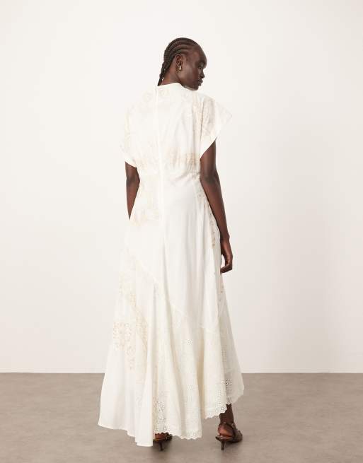 ARRANGE ultimate embroidered panelled maxi dress in ivory
