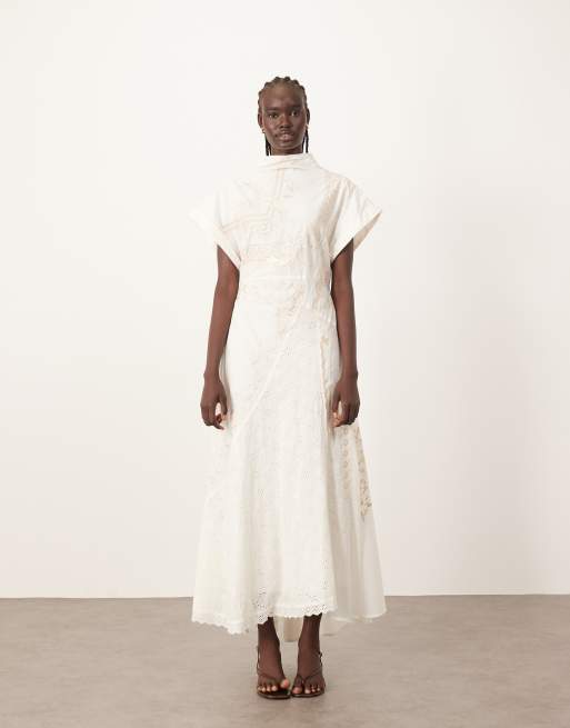 ARRANGE ultimate embroidered panelled maxi dress in ivory
