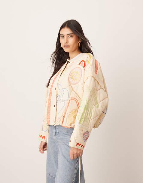 ARRANGE ultimate embroidered quilted bomber jacket in multi print - view 1