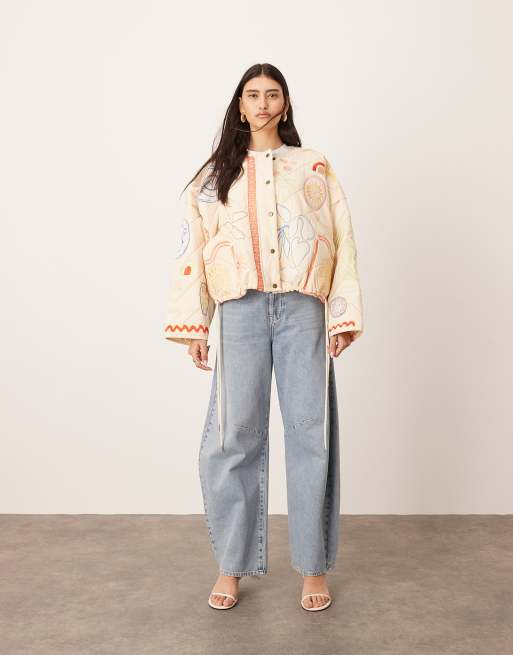 ARRANGE ultimate embroidered quilted bomber jacket in multi print