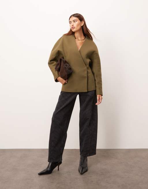 ARRANGE – Ultimate – Olivgrön, skulpterad kavaj med markerad midja i kraftig twill, 2 av 4