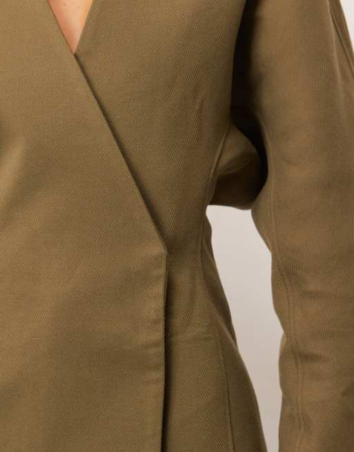 ARRANGE – Ultimate – Olivgrön, skulpterad kavaj med markerad midja i kraftig twill, 3 av 4
