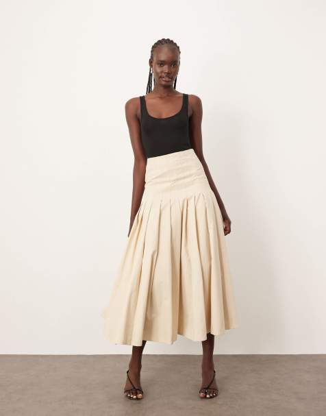 ARRANGE ultimate structured pleated maxi skirt in off white - view 1