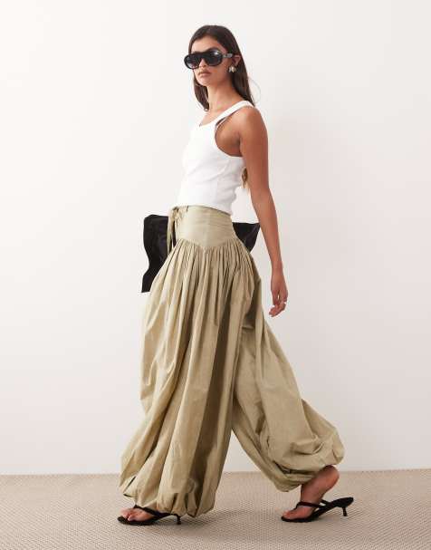 ARRANGE utility pleated balloon leg trousers in stone - view 1