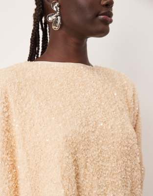 Arrange Velvet Allover Sequin Top In Brown