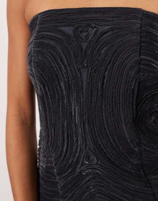 ARRANGE velvet rouleau embroidered bandeau top in petrol, 2 of 4