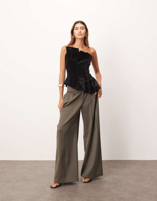 ARRANGE velvet sculpted bandeau top in black