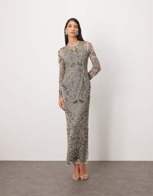 ARRANGE - Verziertes Vintage-Maxikleid in Silber