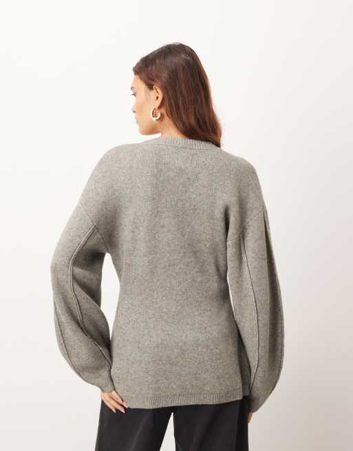 ARRANGE - Vest met vormgegeven taille en ovale mouwen in grijs, 4 van 4
