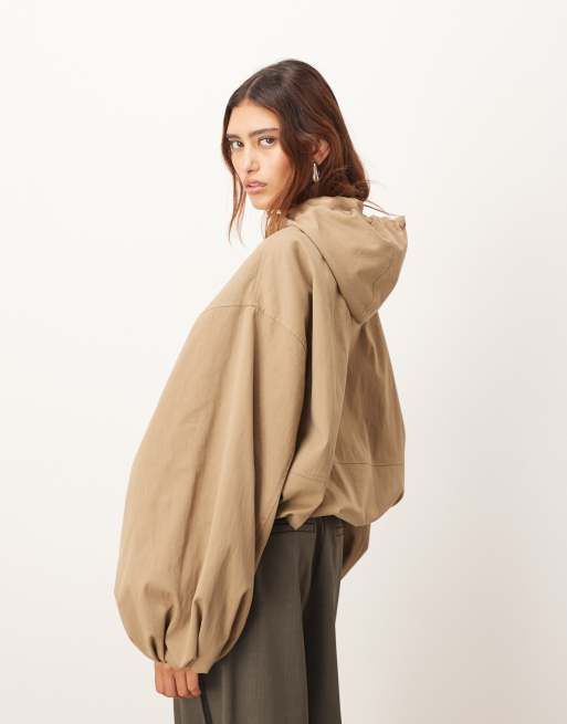 ARRANGE - Veste coupe-vent à ourlet boule - Taupe